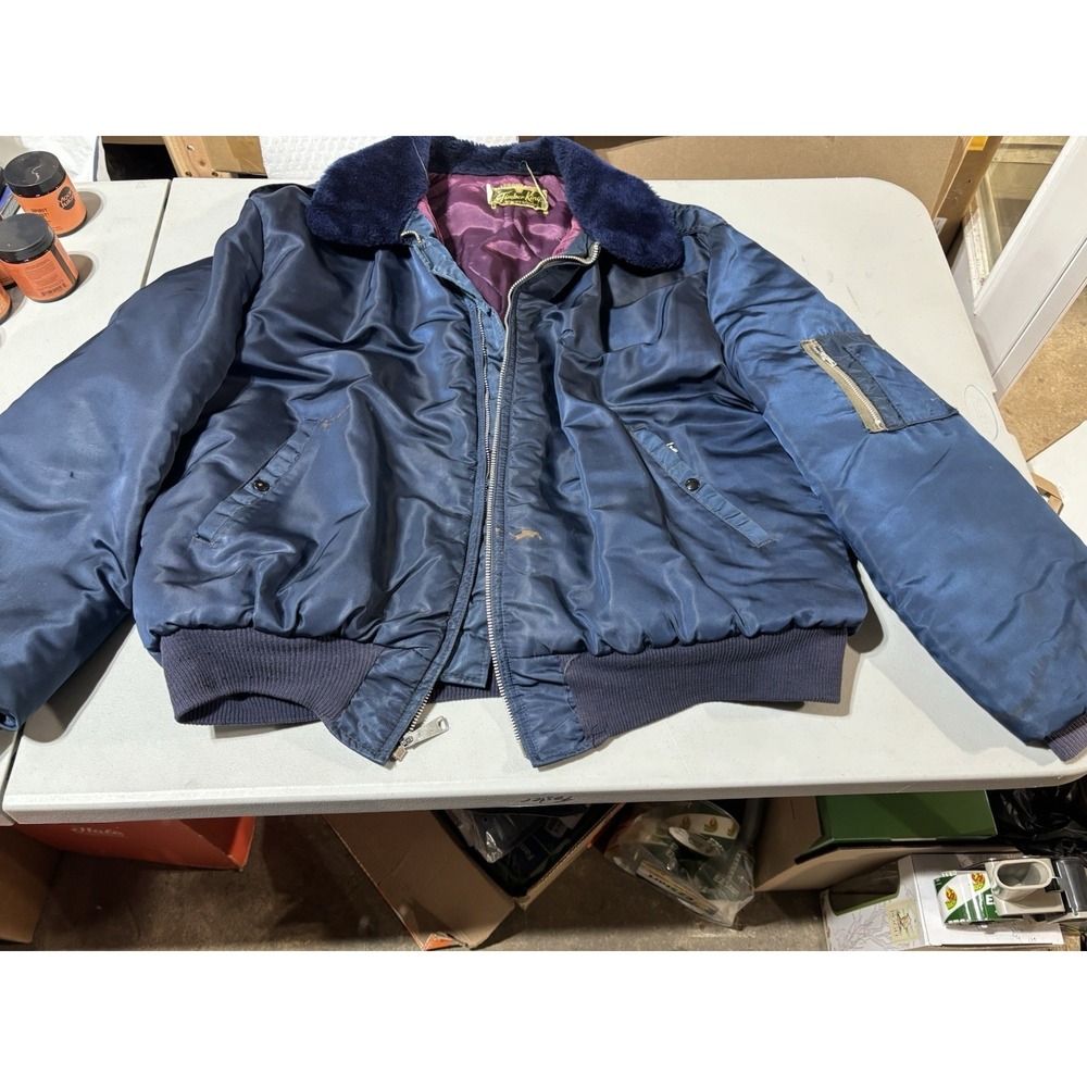 Timber King Vintage‎ Jacket Men Size XL Sherpa Collar Blue Work